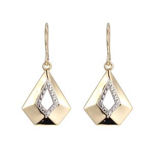 Fancy drop Earrings with Diamond & Rhodium Plating TDW .01CT H/I2
